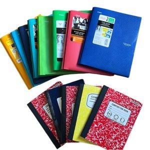 NWT BUNDLE OF 8 MEAD PLASTIC FOLDERS & 5 COMPOSITION NOTEBOOKS 80-100 PAGES